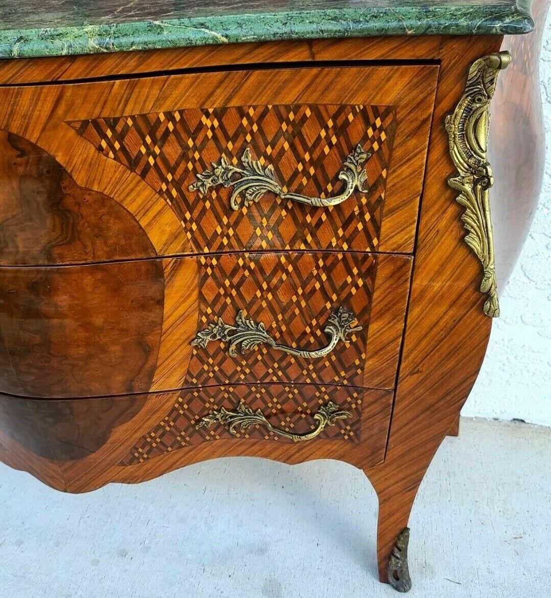 For FULL item description be sure to click on CONTINUE READING at the bottom of this listing.

Offering One Of Our Recent Palm Beach Estate Fine Furniture Acquisitions Of A French Louis XV Style Mahogany with Marble Top Commode Bombay Chest with