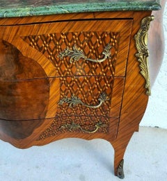 French Louis XV Mahogany Marble Top Commode Bombay Chest Ormolu Mounts