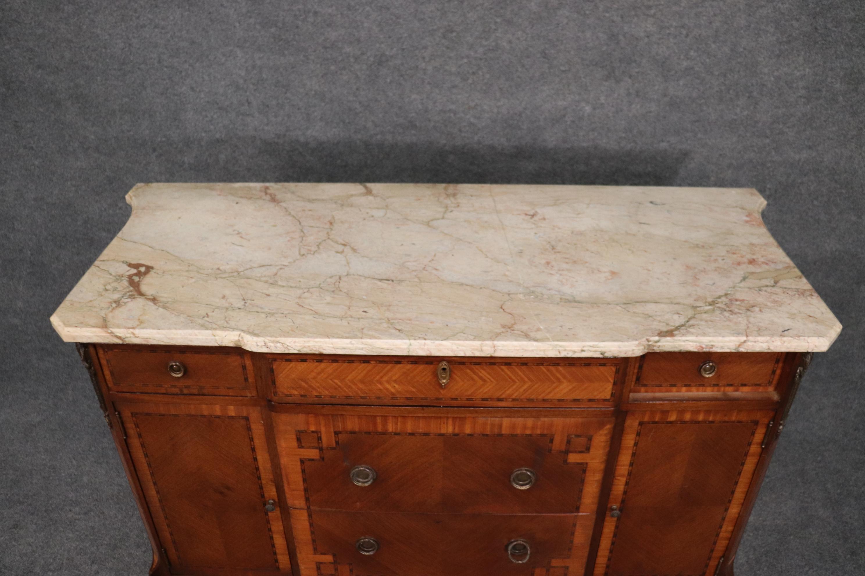 French Louis XV Marble Top Bronze Mounted Commode circa 1920s 6