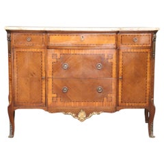 French Louis XV Marble Top Bronze Mounted Commode circa 1920s
