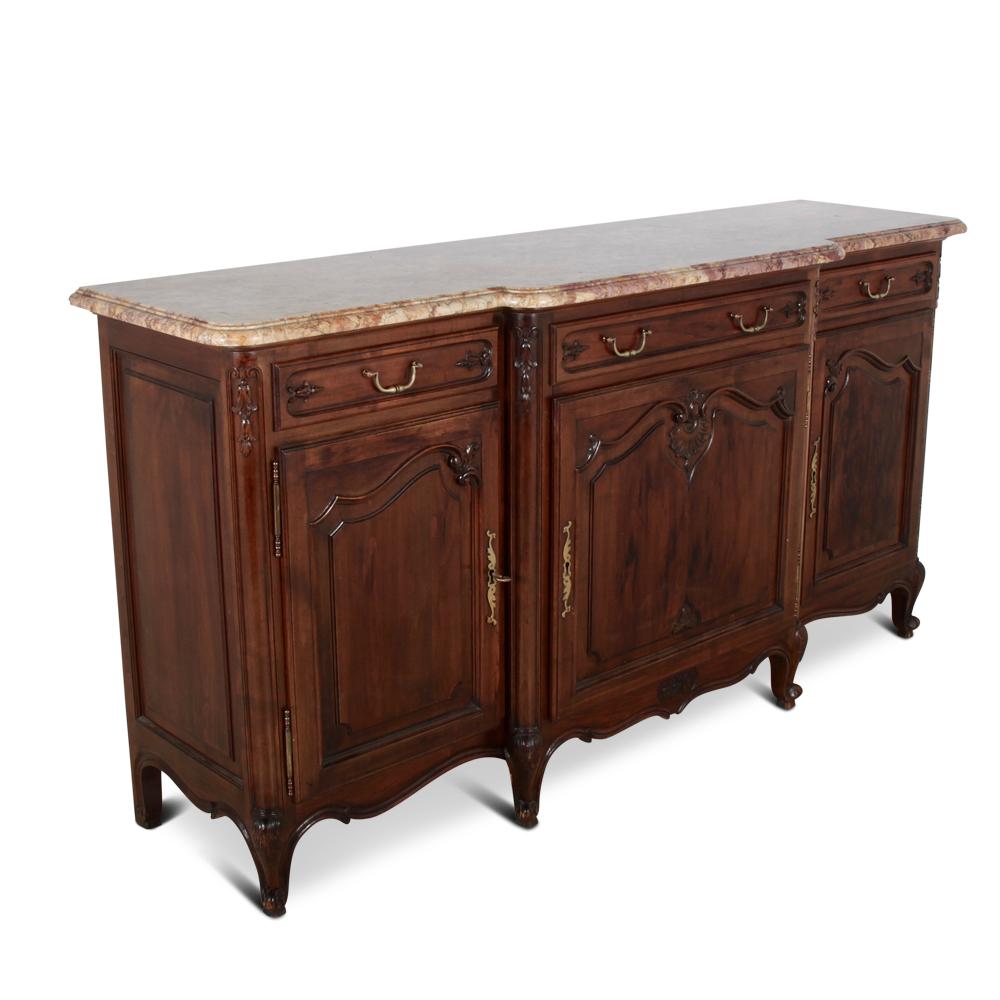 French Louis XV Marble-Top Buffet Sideboard In Good Condition In Vancouver, British Columbia