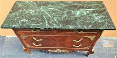 French Louis XV Marble Top Chest Dresser TV Stand Sideboard w Gilt Ormolu Mounts