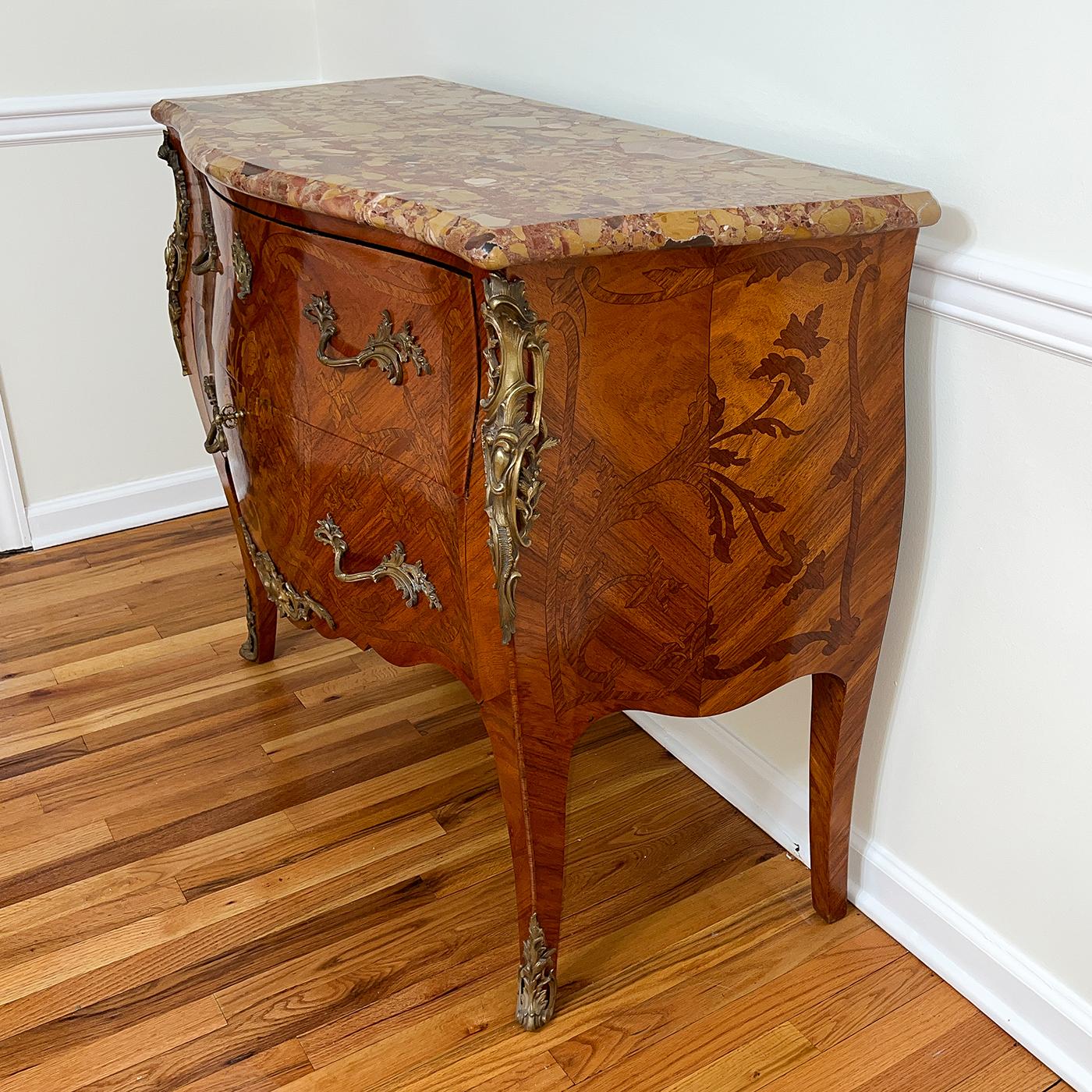Late 19th Century French Louis XV Marble Top Commode For Sale