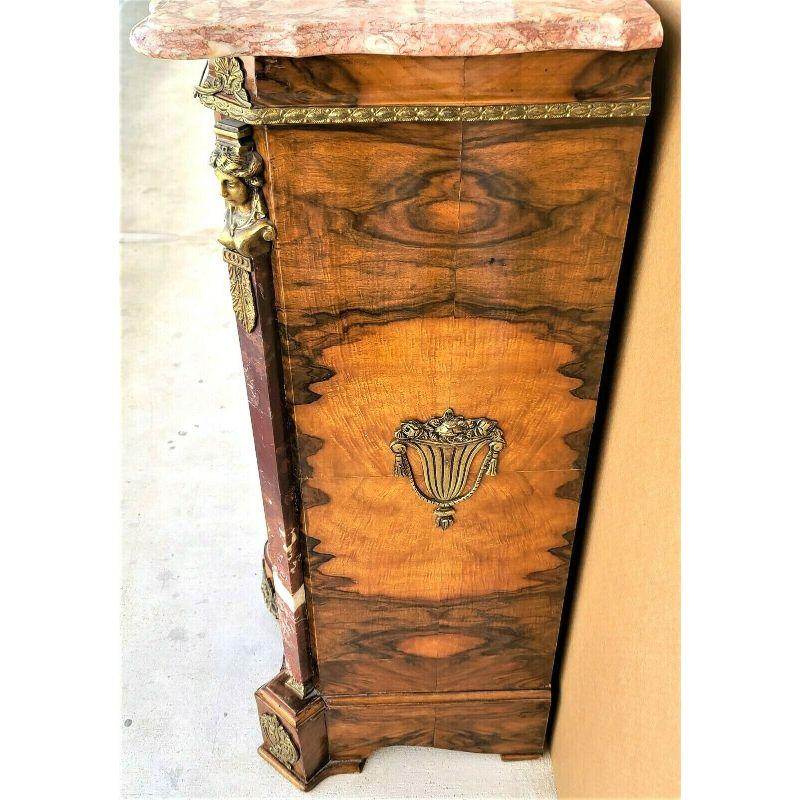 French Louis XV Marble Top Lingerie Chest Dresser with Gilt Ormolu Mounts In Good Condition In Lake Worth, FL