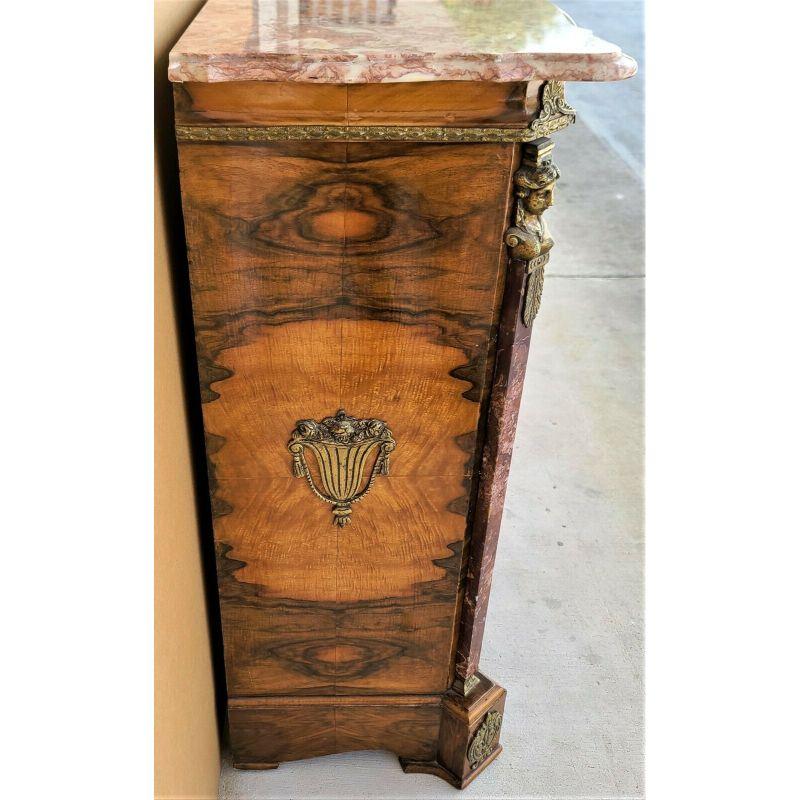20th Century French Louis XV Marble Top Lingerie Chest Dresser with Gilt Ormolu Mounts