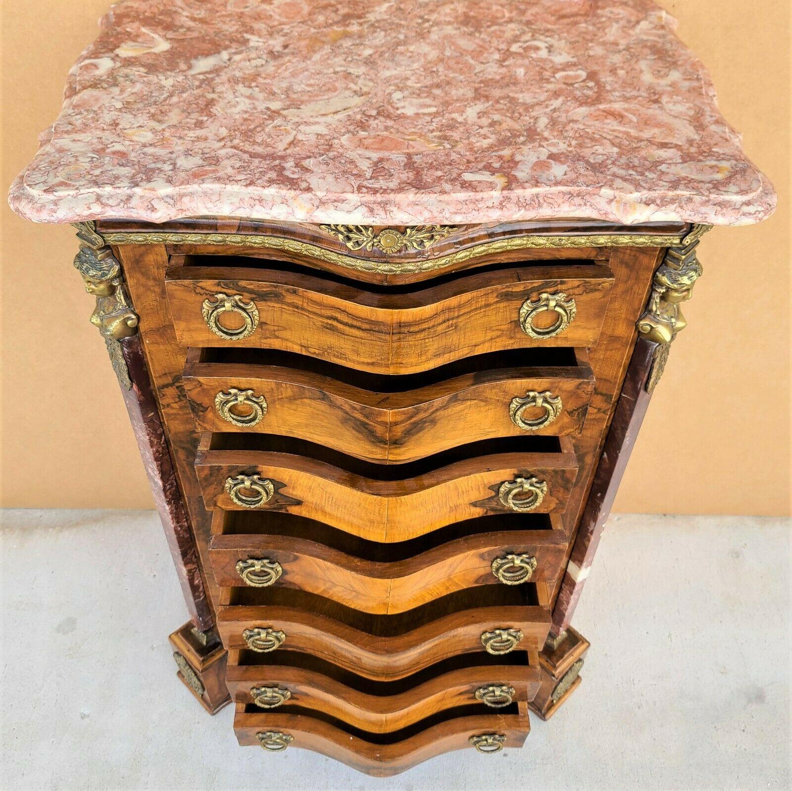 French Louis XV Marble Top Lingerie Chest Dresser with Gilt Ormolu Mounts 2
