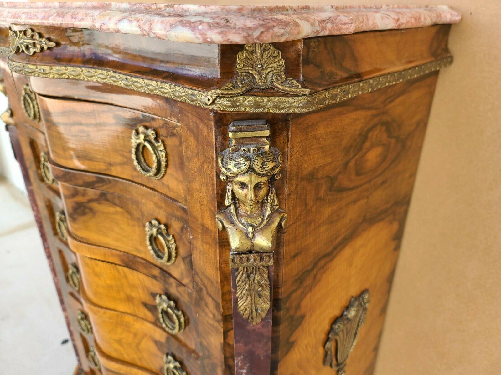 French Louis XV Marble Top Lingerie Chest Dresser with Gilt Ormolu Mounts 3
