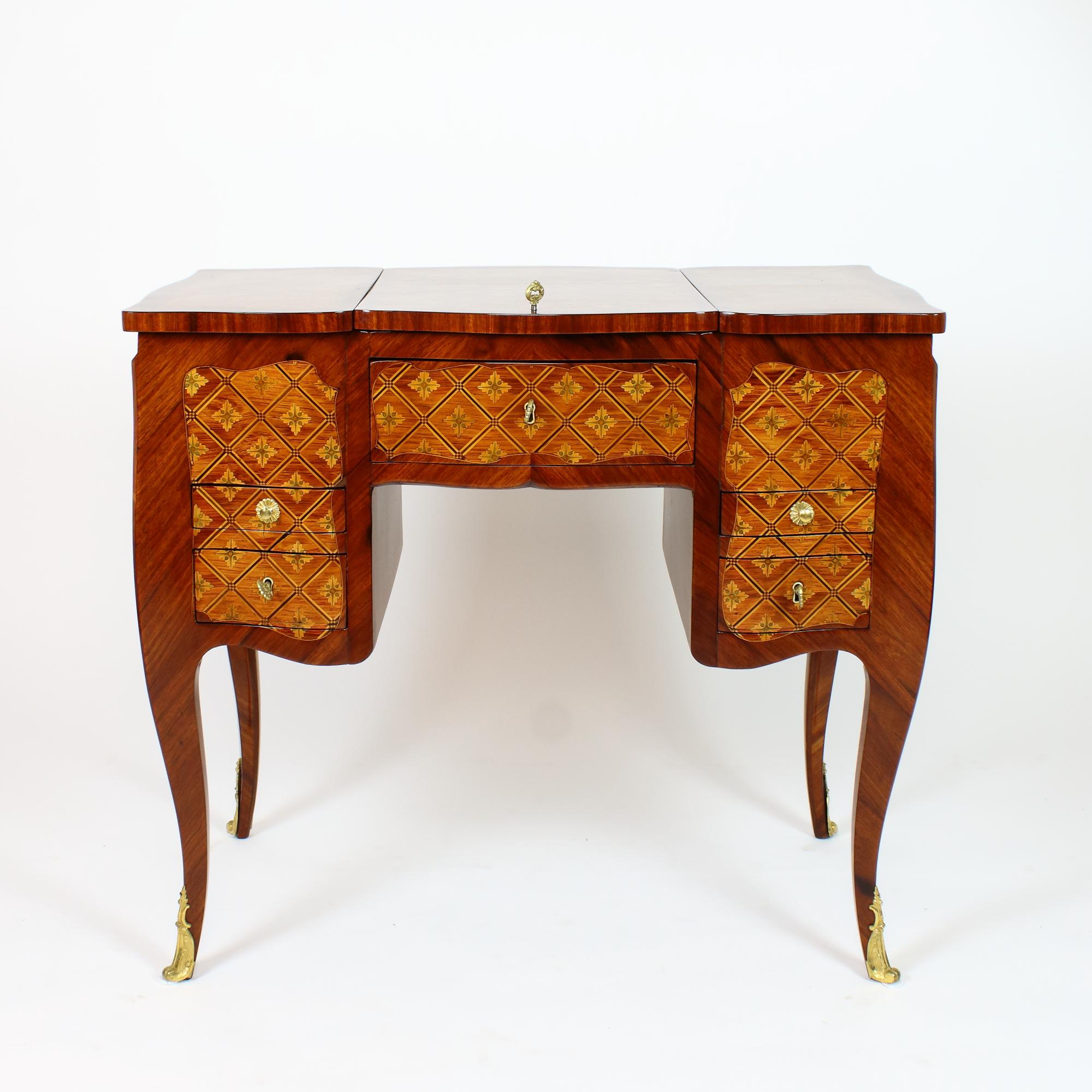 Mirror French Louis XV Marquetry Dressing Table Perruquiere, Manner of Pierre Roussel
