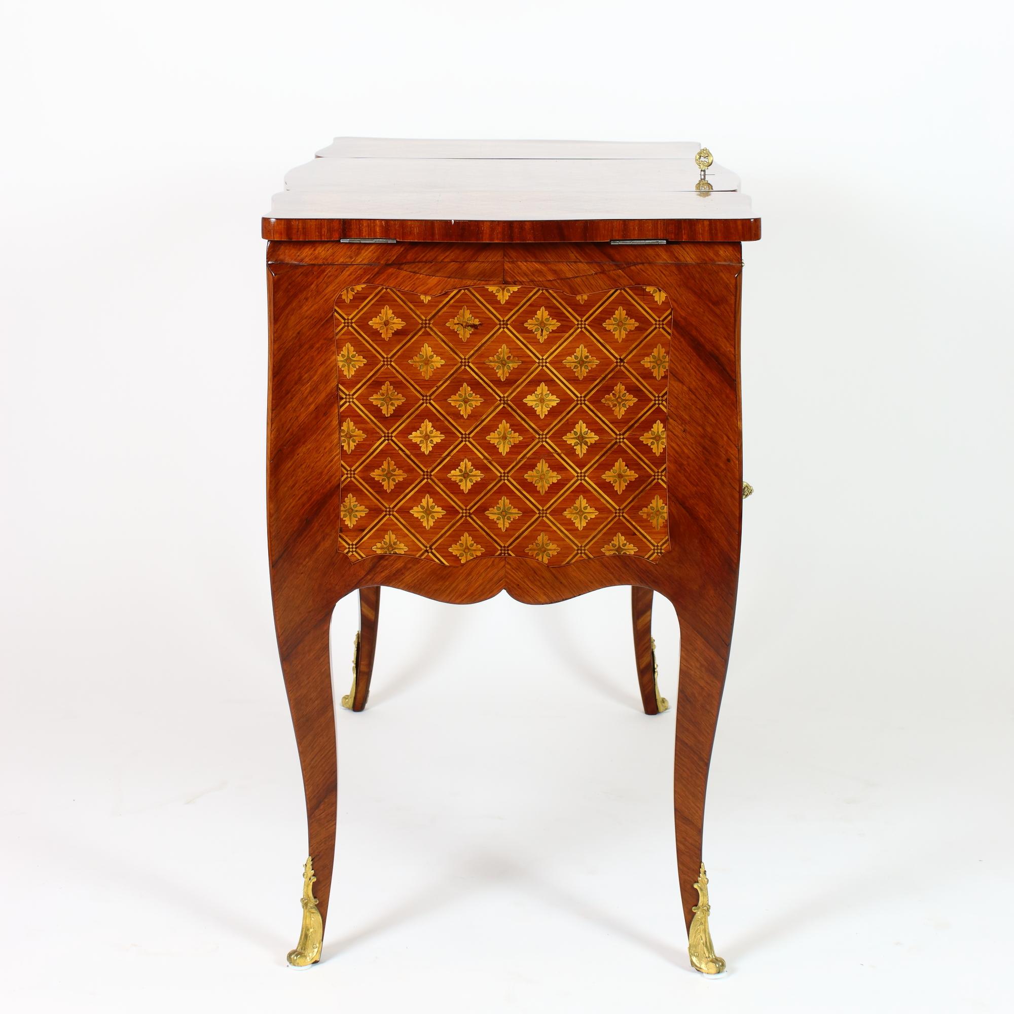 French Louis XV Marquetry Dressing Table Perruquiere, Manner of Pierre Roussel 1