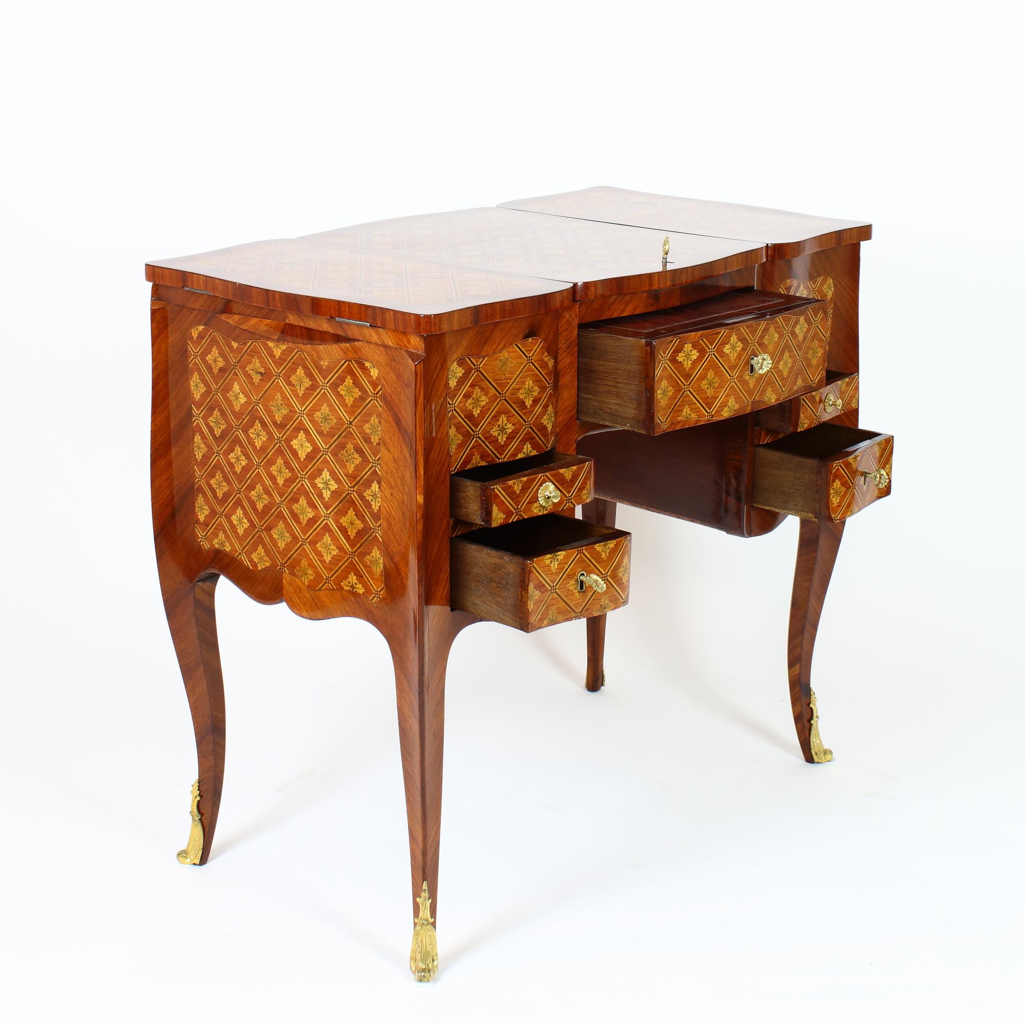 French Louis XV Marquetry Dressing Table Perruquiere, Manner of Pierre Roussel 2