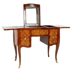 French Louis XV Marquetry Dressing Table Perruquiere, Manner of Pierre Roussel