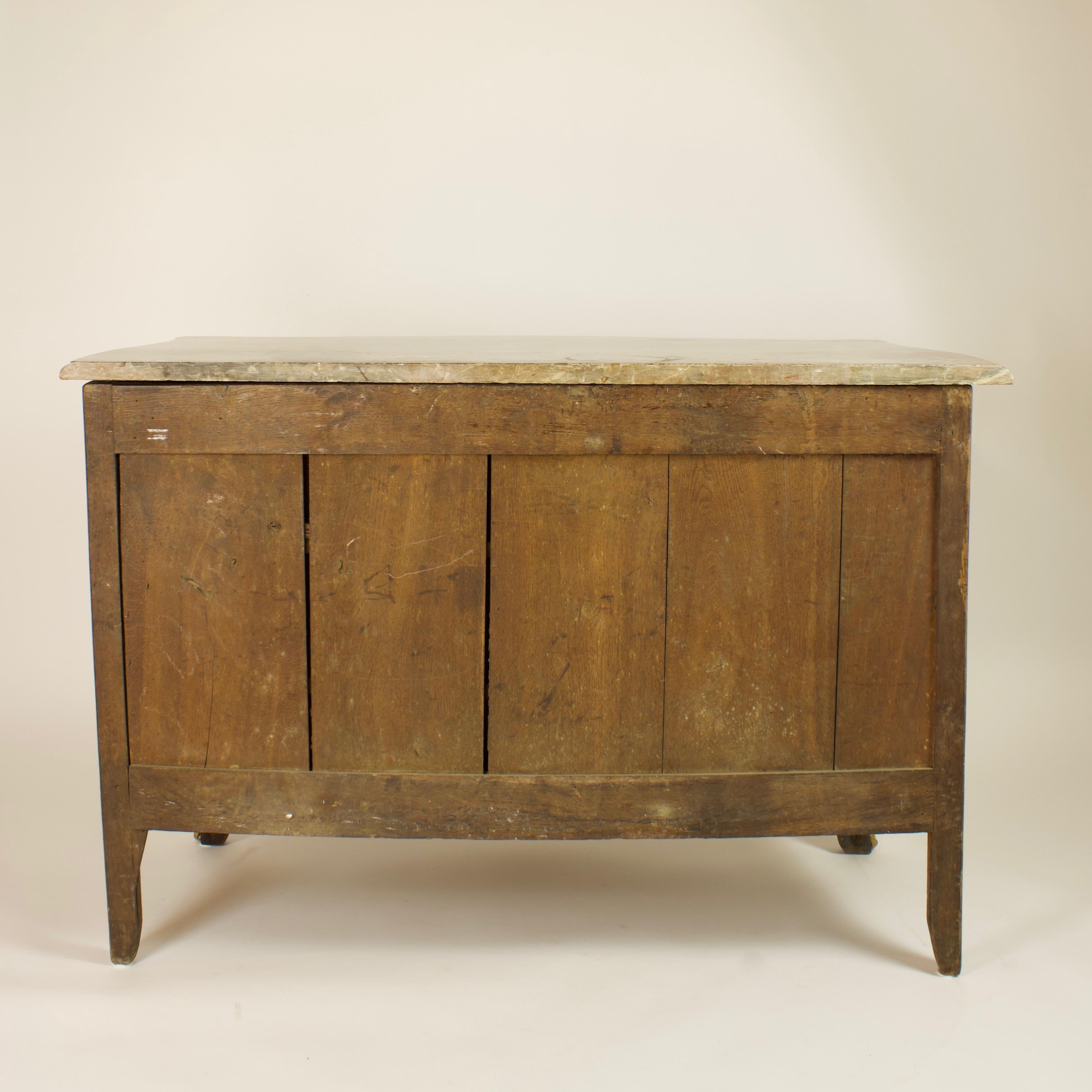 18th Century French Louis XV Marquetry Gilt-Bronze Commode 'En Tombeau', Stamped 
