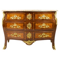 French Louis XV Marquetry Gilt-Bronze Commode 'En Tombeau', Stamped "Birckle"
