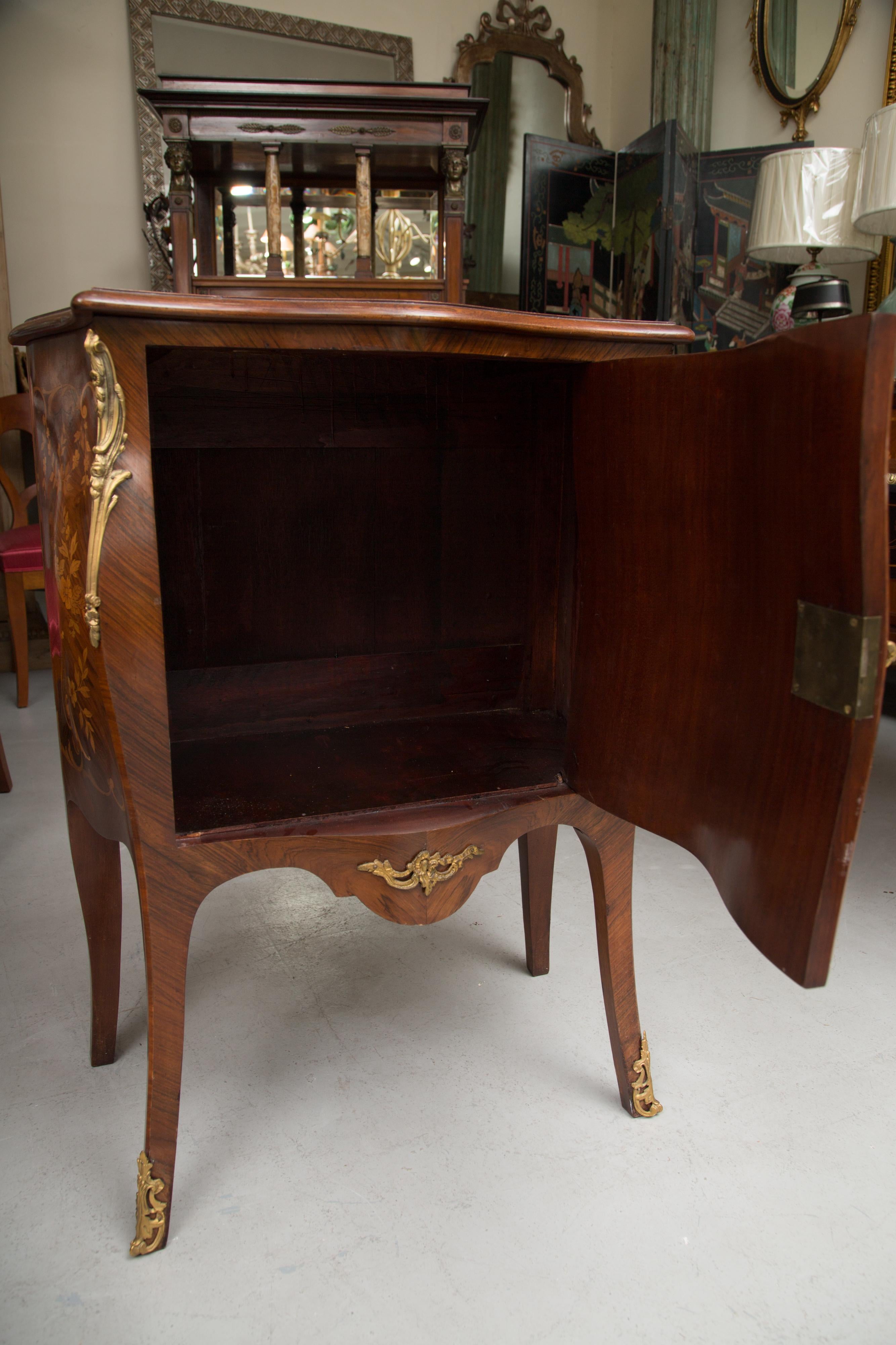 20th Century French Louis XV Marquetry Single-Door Cabinet