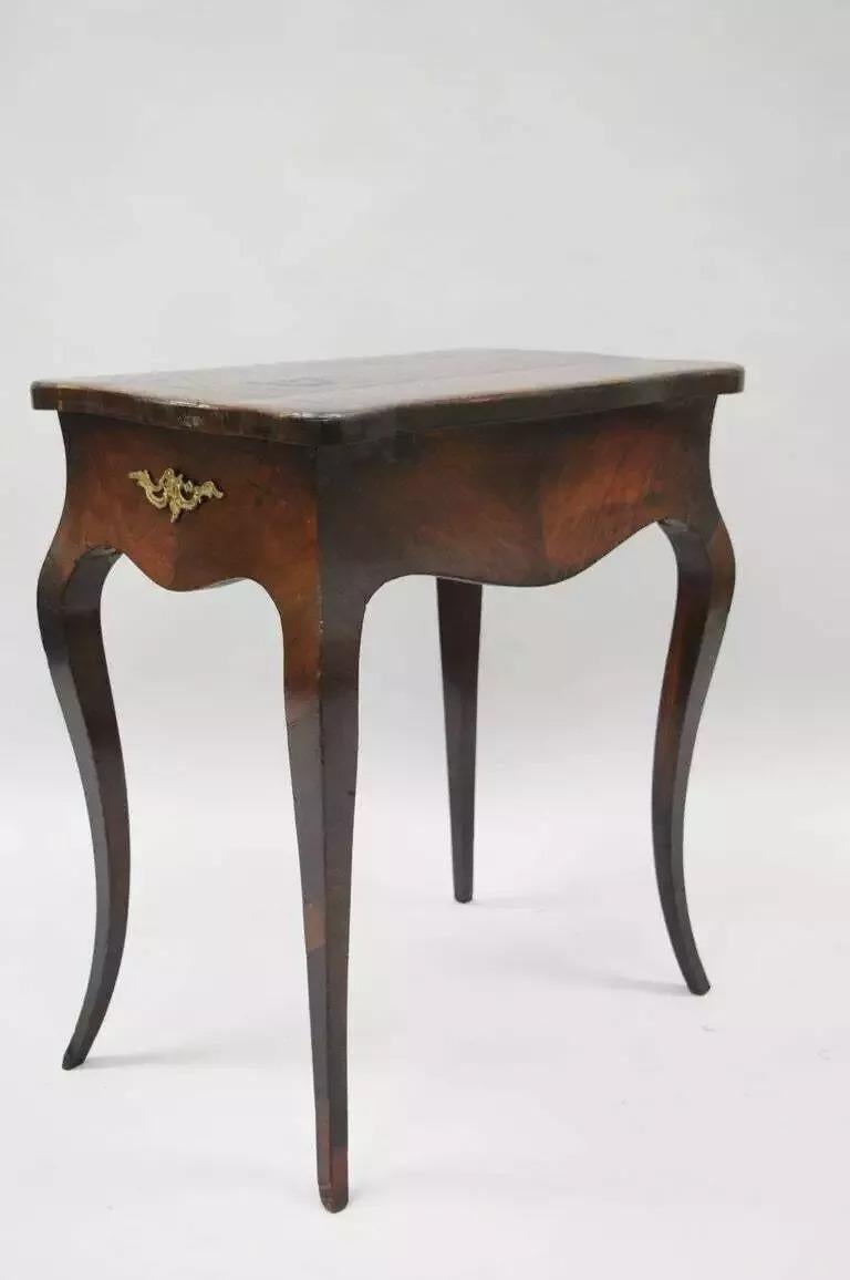 French Louis XV Napoleon III Rosewood Brass Inlay Vanity Nightstand Sewing Table For Sale 5
