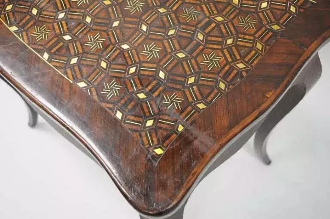 French Louis XV Napoleon III Rosewood Brass Inlay Vanity Nightstand Sewing Table For Sale 2