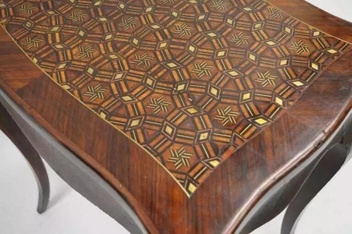 French Louis XV Napoleon III Rosewood Brass Inlay Vanity Nightstand Sewing Table For Sale 4