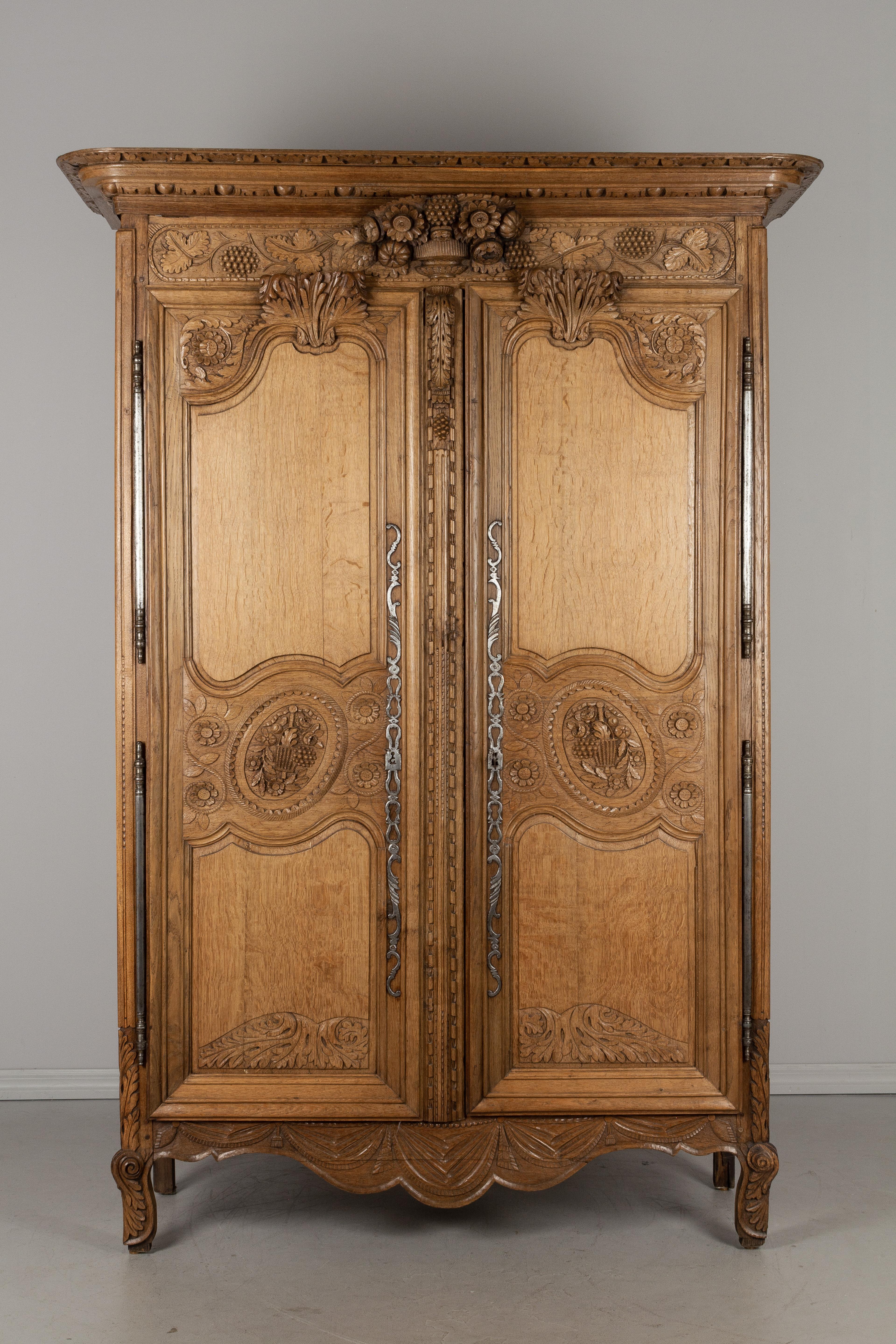 Hand-Carved French Louis XV Normandy Bridal Armoire
