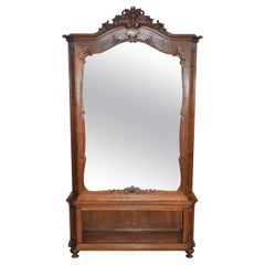 Miroir de toilette en chêne français Louis XV, milieu du siècle
