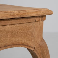 French Louis XV Oak Side Table with Curved Legs, 20th Century