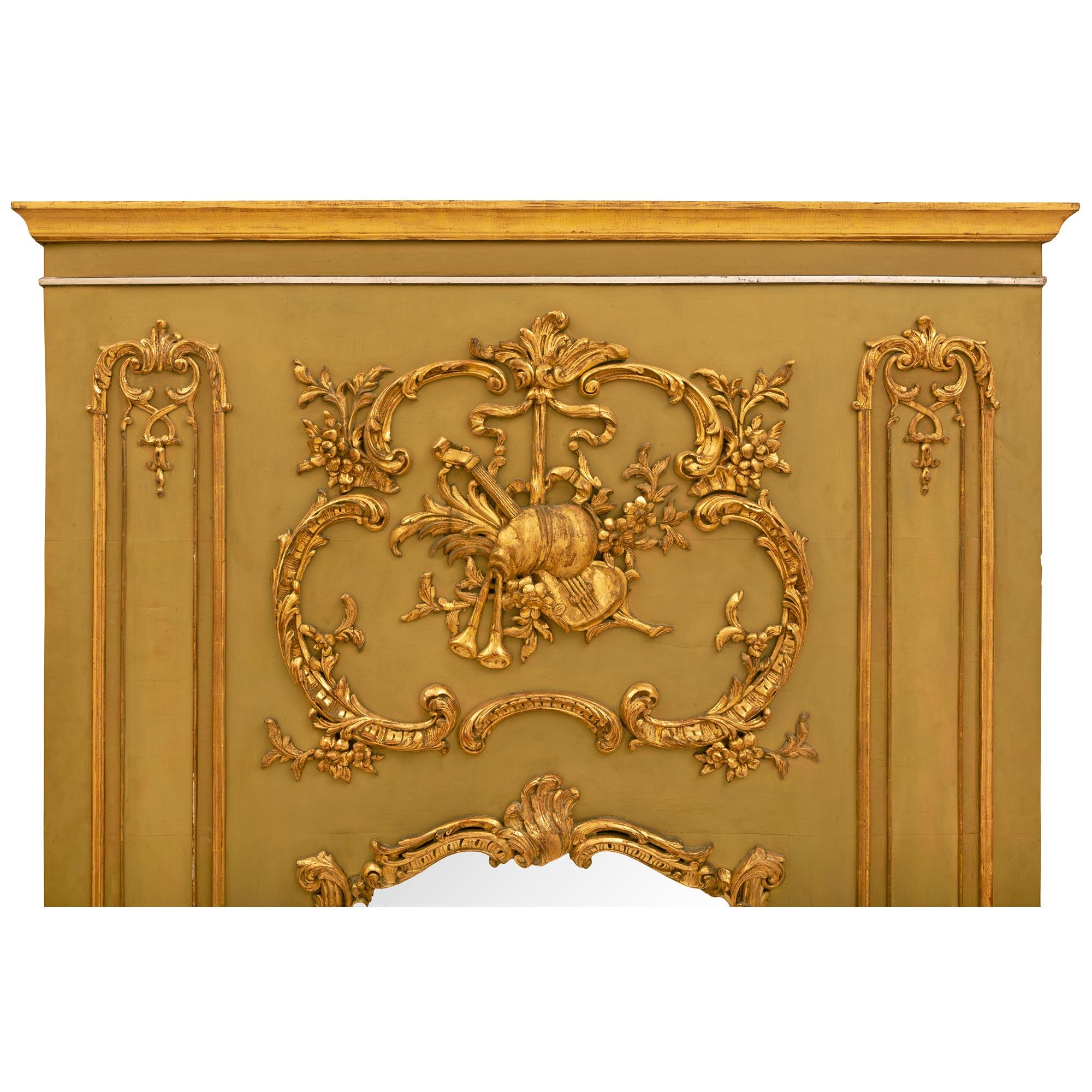 19th Century French Louis XV or xvi Style Giltwood Trumeau For Sale