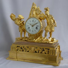 French Louis XV Ormolu Clock of Hannibal and Scipio Signed Amant