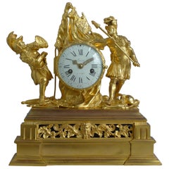 Antique French Louis XV Ormolu Clock of Hannibal and Scipio Signed Amant