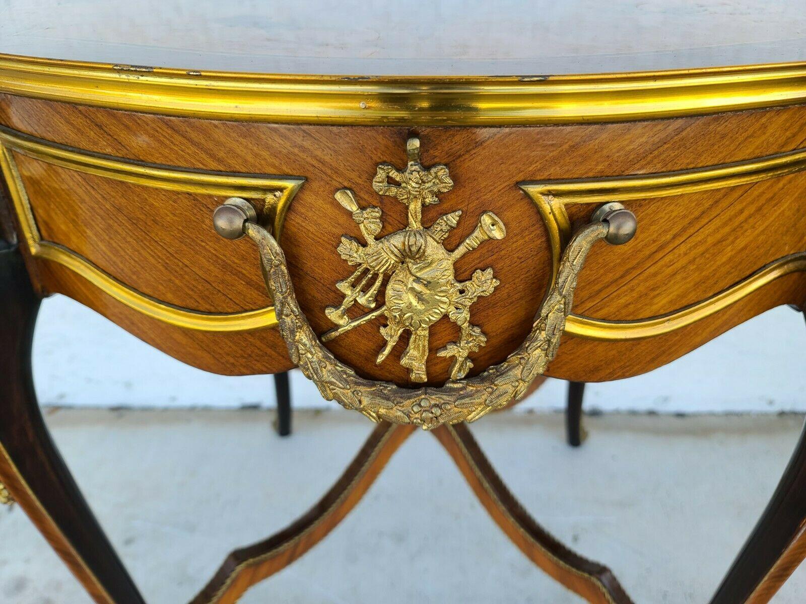 French Louis XV Ormolu & Marquetry Occasional Accent Table 2
