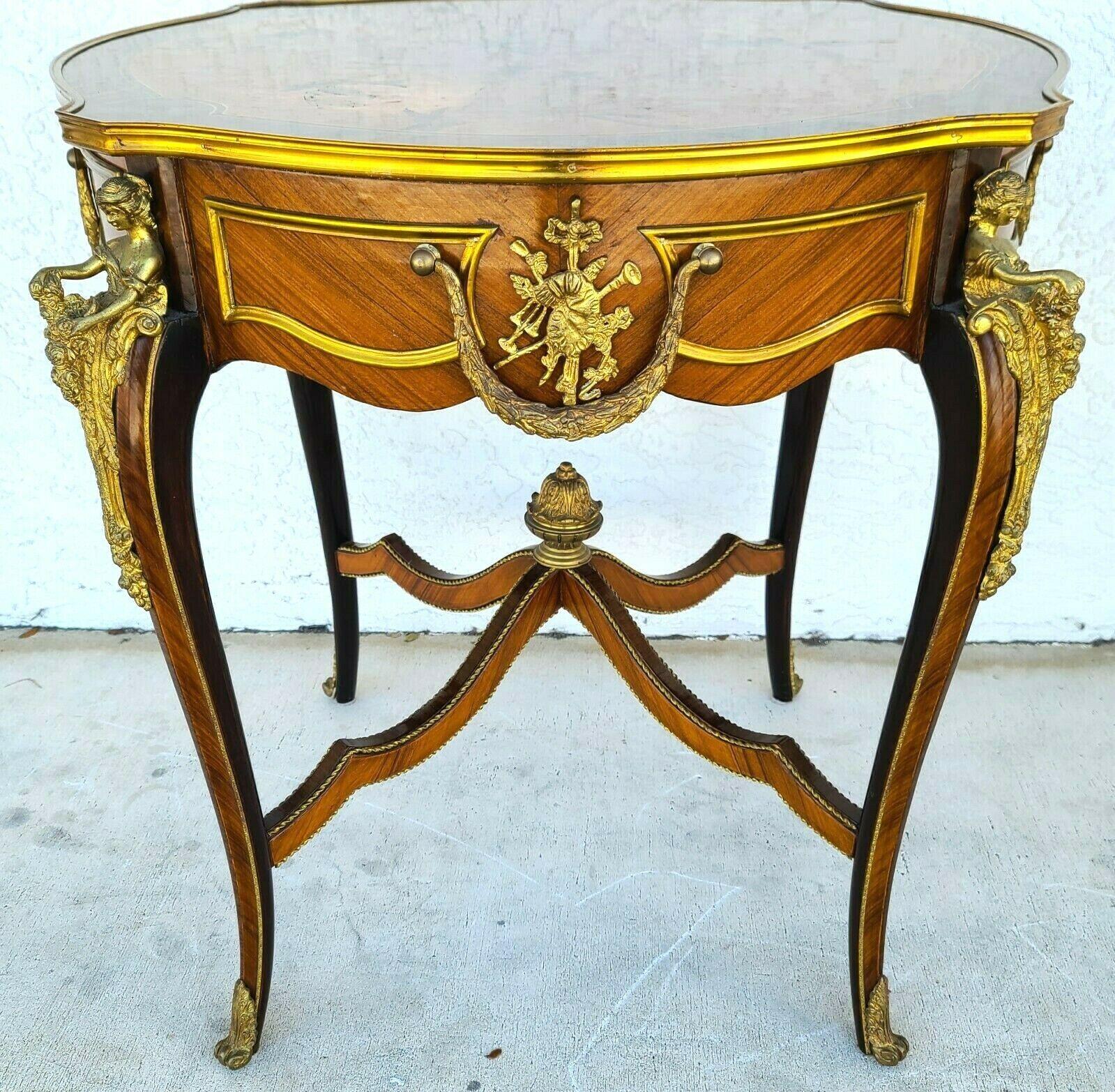 French Louis XV Ormolu & Marquetry Occasional Accent Table 3