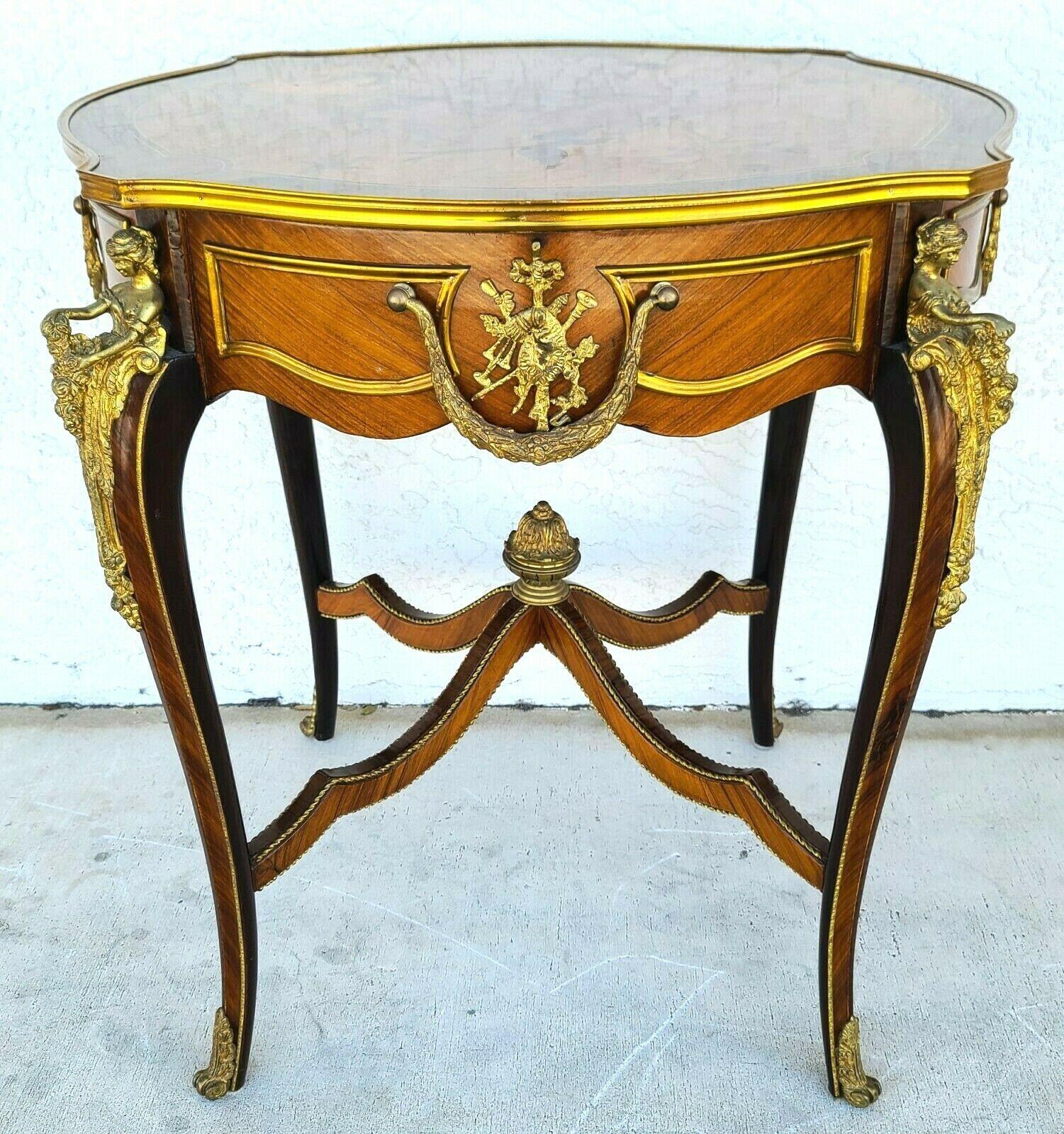 French Louis XV Ormolu & Marquetry Occasional Accent Table 4