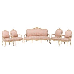 French Louis XV Painted 5-Piece Living Room Set