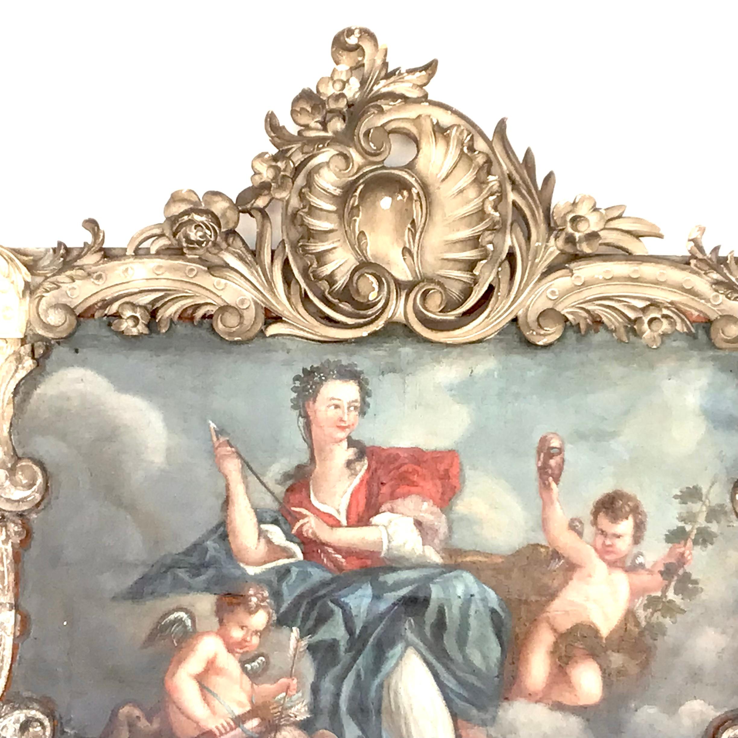 French Louis XV Painted Trumeau For Sale 2
