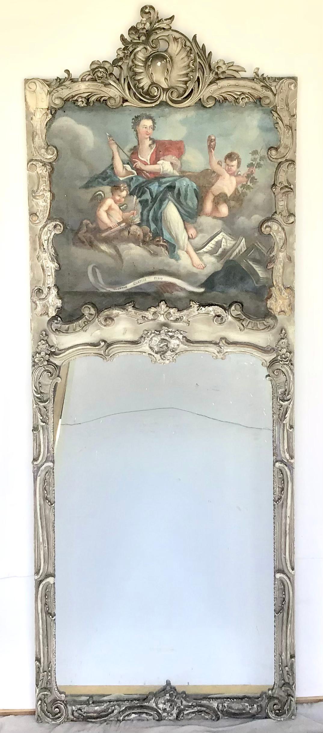 French Louis XV Painted Trumeau For Sale 4