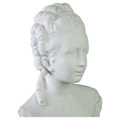 French Louis XV Parian Sculpture Bust of Marie Antoinett Signed L. Badessi c1880