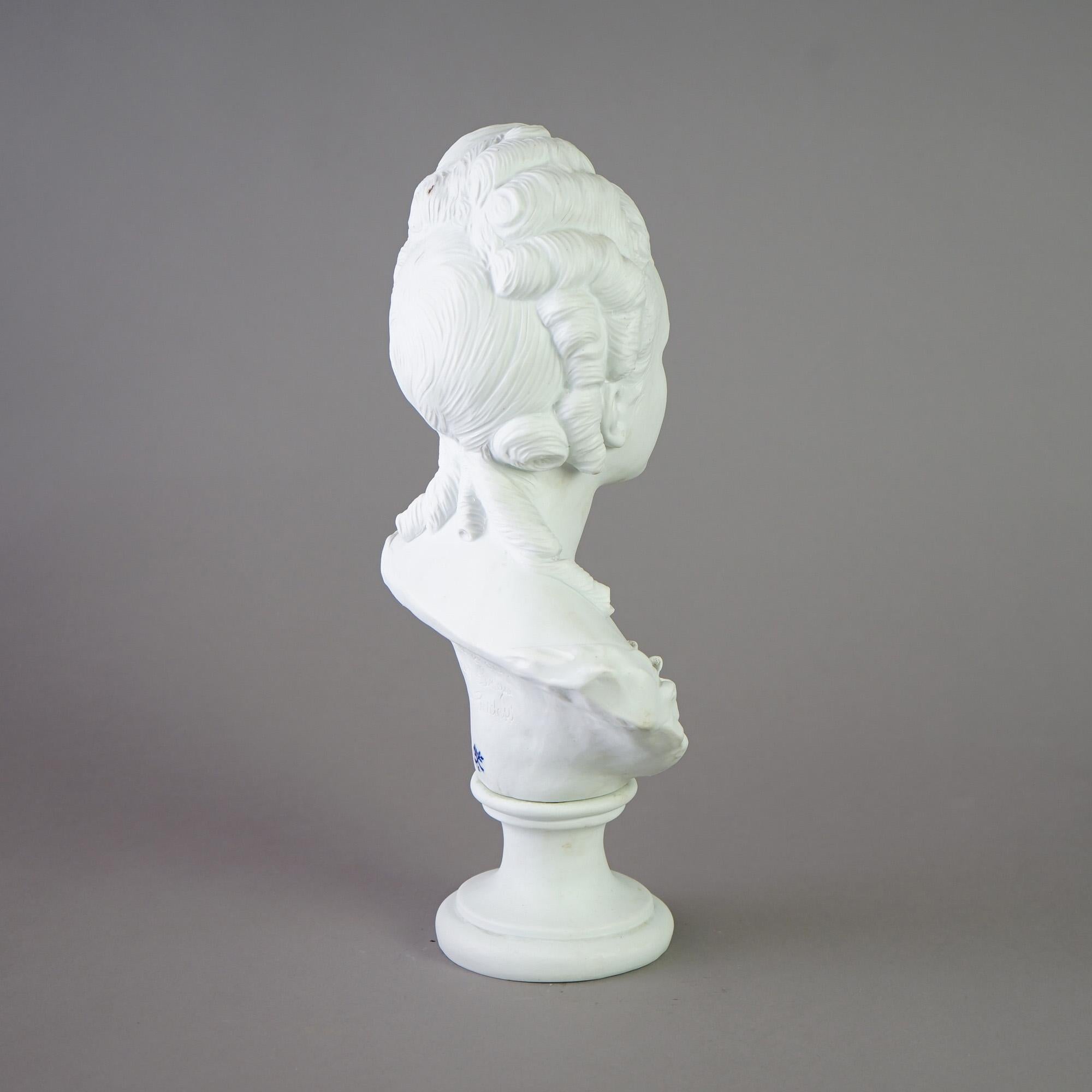 Porcelain French Louis XV Parian Sculpture Bust of Marie Antoinett Signed L. Badessi c1880