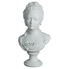 French Louis XV Parian Sculpture Bust of Marie Antoinett Signed L. Badessi c1880