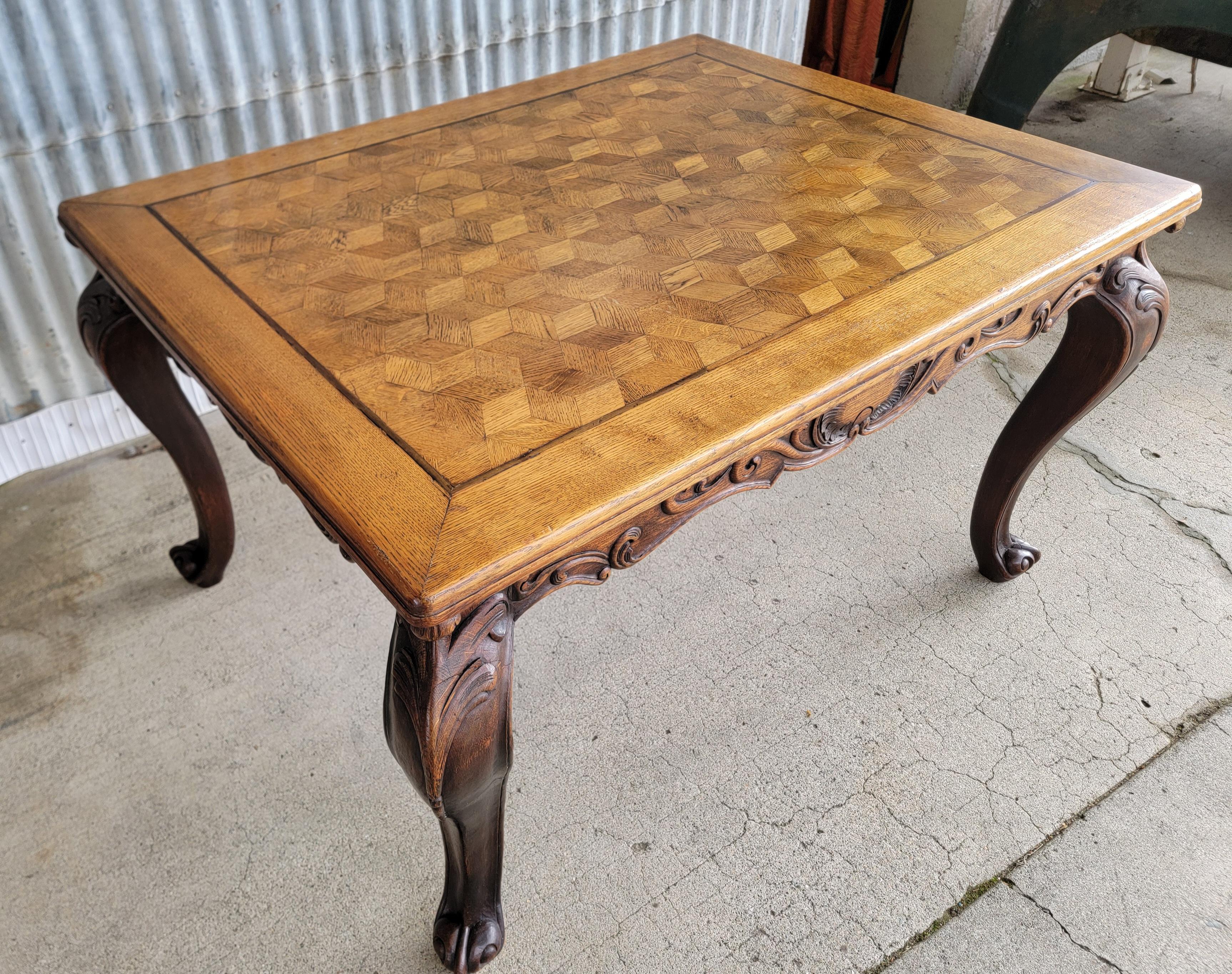 French Louis XV Parquetry Dining Table Circa. 1900 For Sale 1