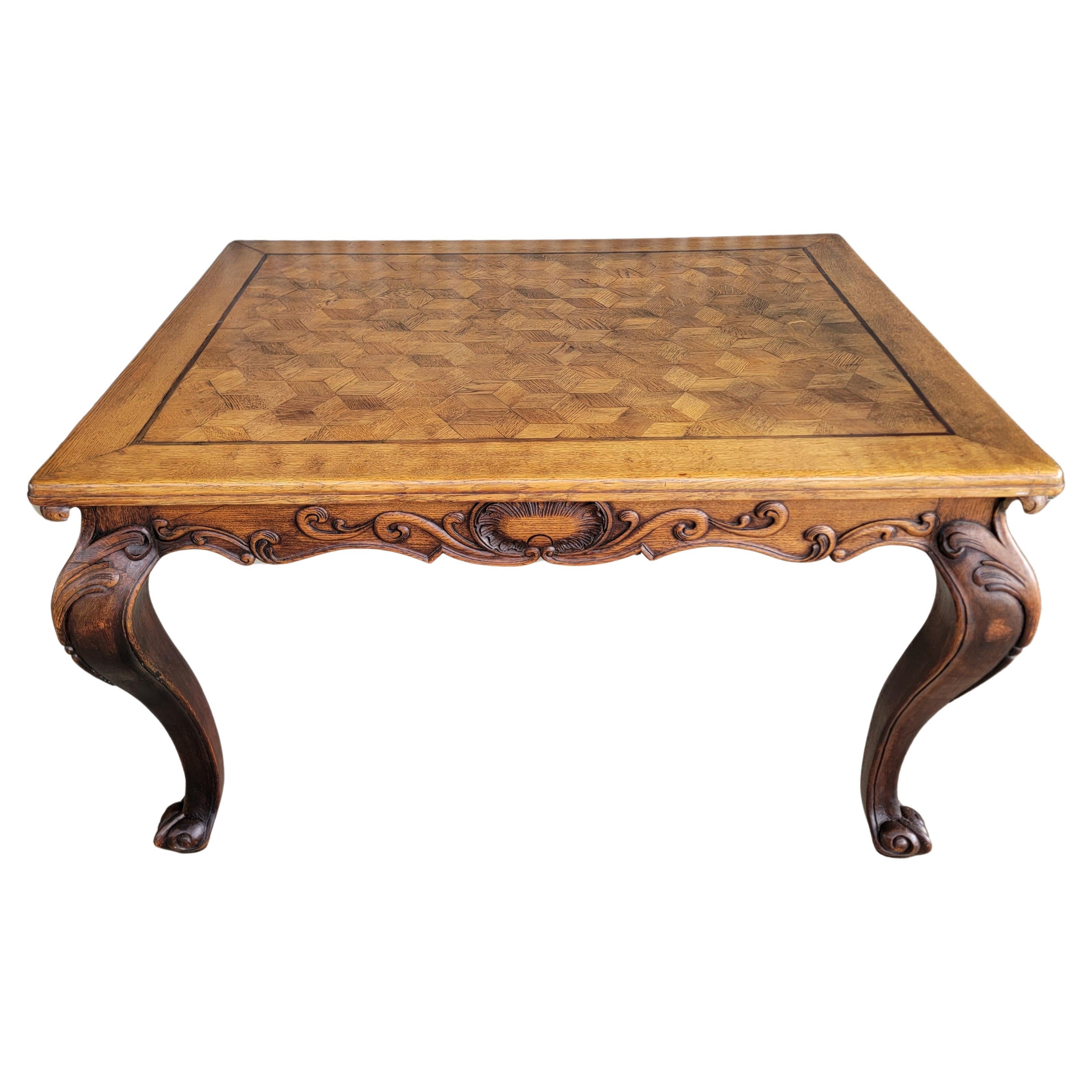 French Louis XV Parquetry Dining Table Circa. 1900 For Sale