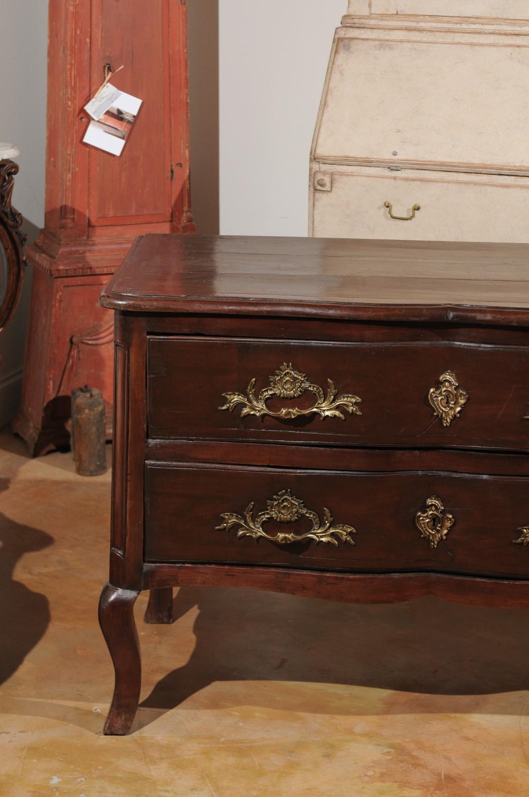 18th Century French Louis XV Period 1740s Cévenole Fruitwood Commode with Bronze Hardware
