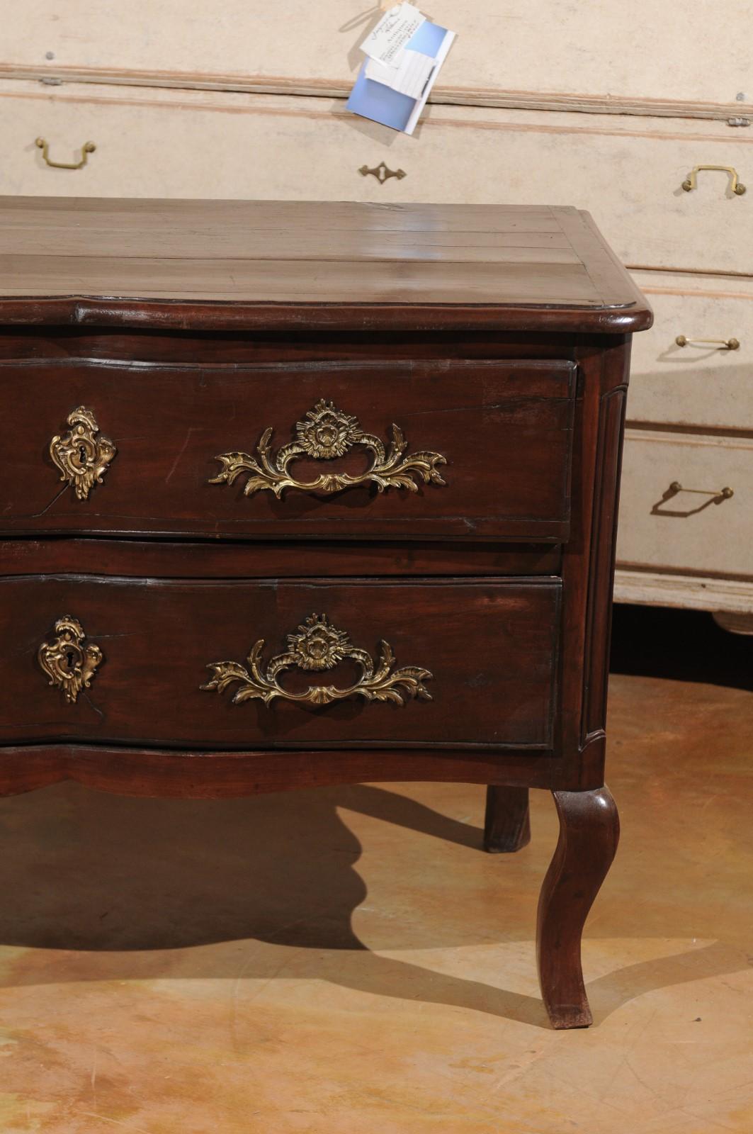 French Louis XV Period 1740s Cévenole Fruitwood Commode with Bronze Hardware 1