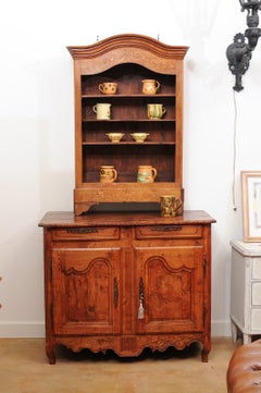 French Louis XV Period 1750s Rustic Ash Buffet with Two Drawers over Two Doors