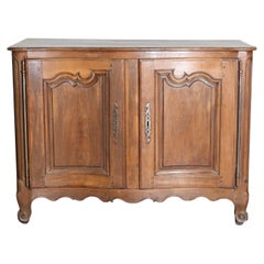 French Louis XV Period 1750s Walnut Buffet with Carved Doors and Apron