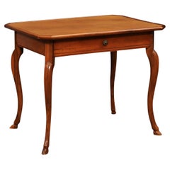 French Louis XV Period 1750s Walnut Desk with Leather Top and Cabriole Legs