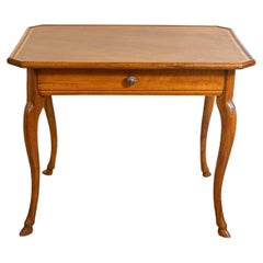 Antique French Louis XV Period 1750s Walnut Desk with Leather Top and Cabriole Legs
