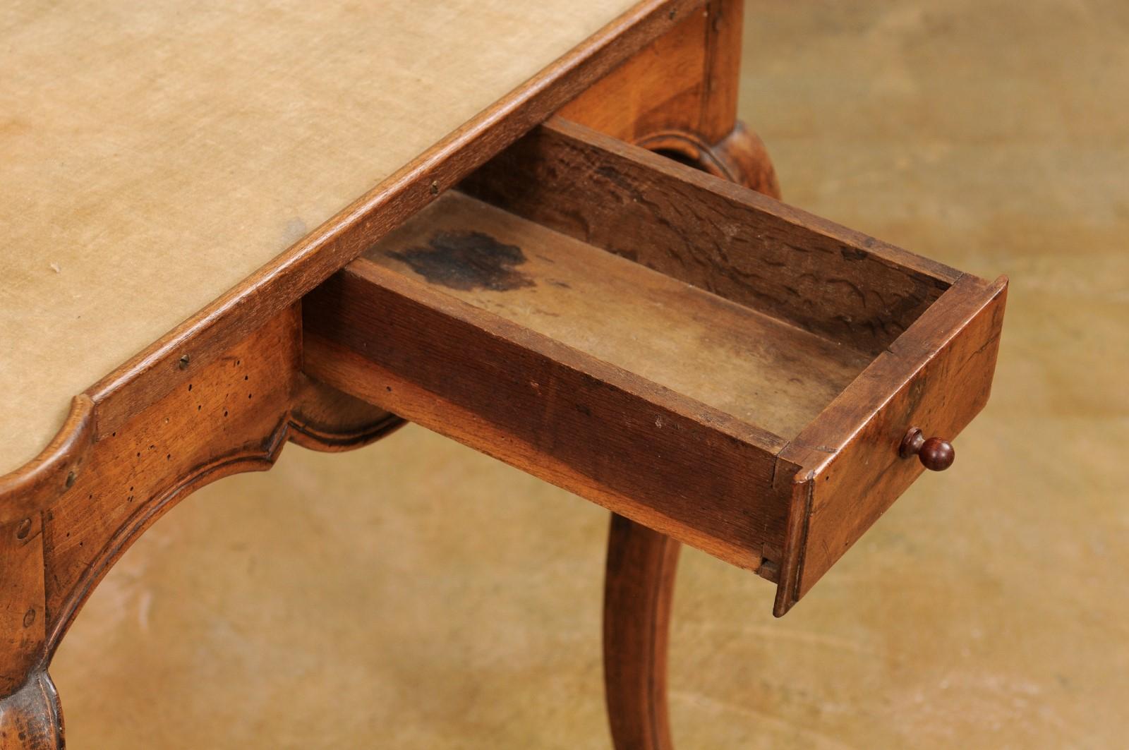 French Louis XV Period 1750s Walnut Game Table with Beige Velvet Fabric For Sale 6