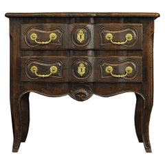 French Louis XV Period 1760s Oak Two-Drawer Commode with Serpentine Front