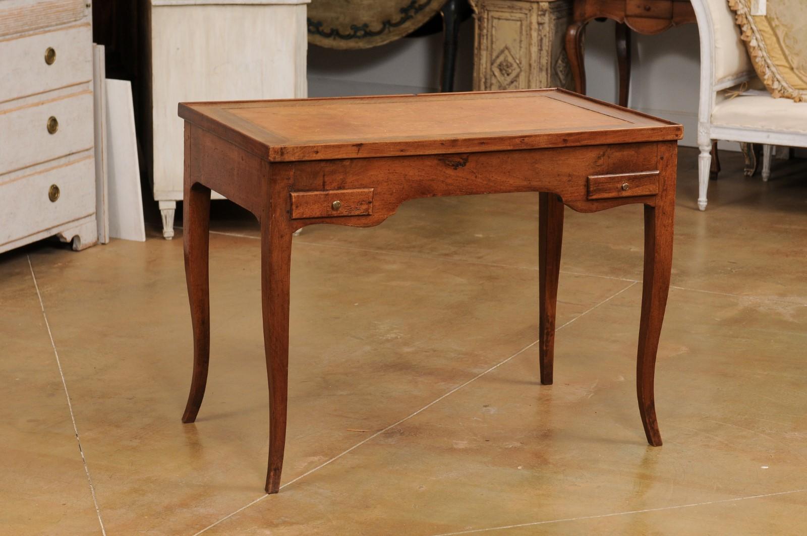 Carved French Louis XV Period 1770s Walnut Tric Trac Game Table with Removable Top