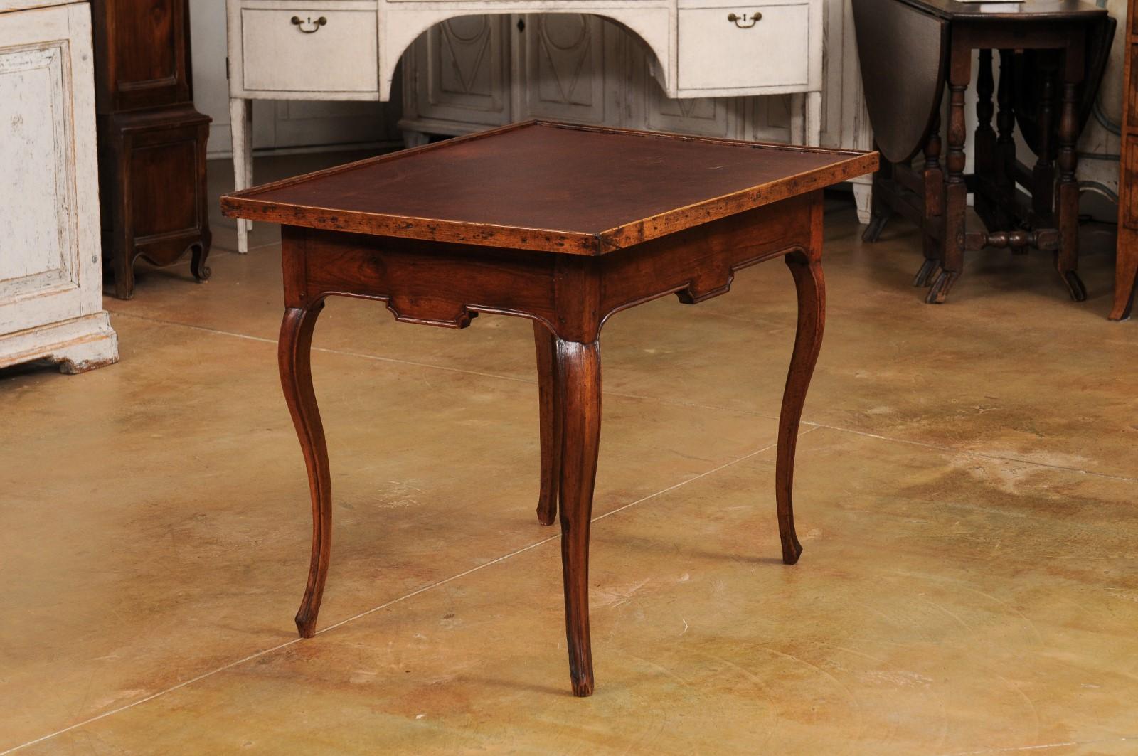 French Louis XV Period 18th Century Game Table with Brown Leather Top For Sale 5