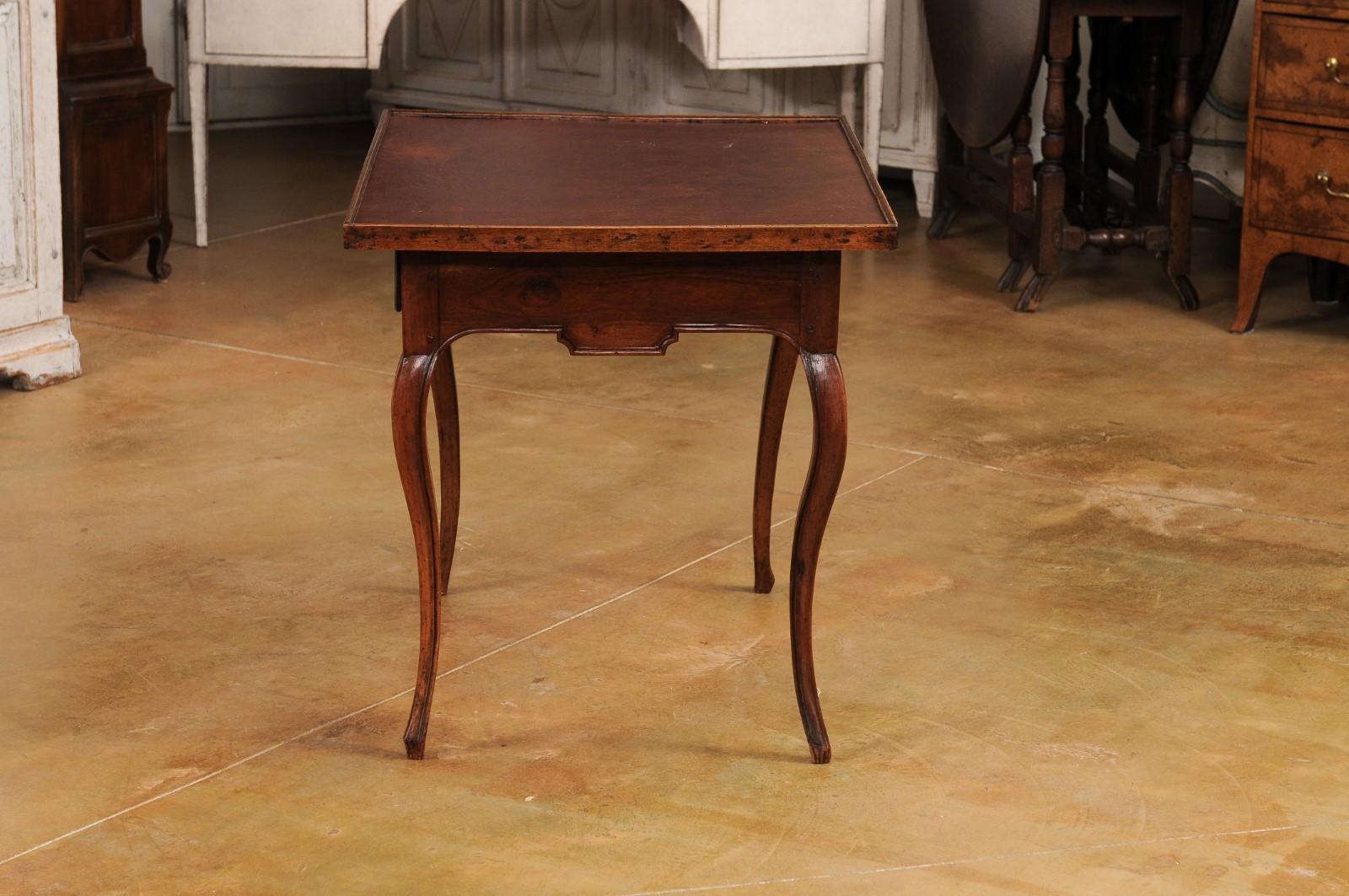 French Louis XV Period 18th Century Game Table with Brown Leather Top For Sale 6