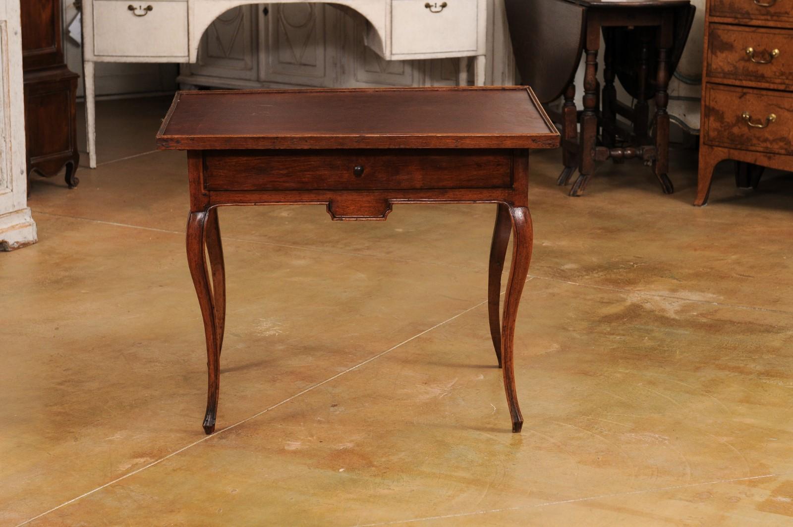 French Louis XV Period 18th Century Game Table with Brown Leather Top For Sale 8